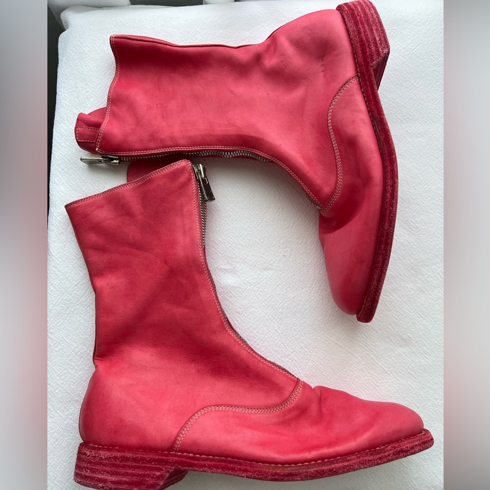Guidi 310 Pink Soft Horse Full Grain Front Zip Calf-Length Army Boots New - Picture 7 of 9